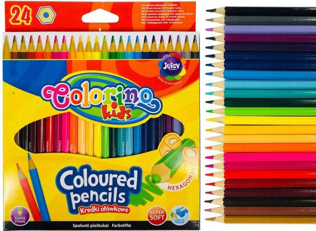 Kredki ołówkowe heksagonalne 24 kol. Colorino Kids