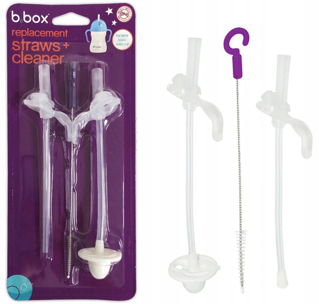 *NOWY* Zestaw 2 zapasowych słomek i szczoteczka do bidonu b.box