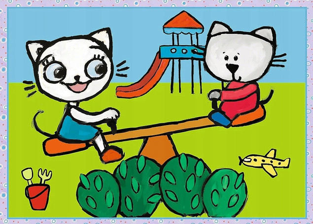 Puzzle 4w1 Dzień Kici Koci. Rodzina Kicia Kocia Trefl 34372 