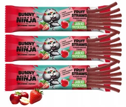 BUNNY NINJA Przekąska Owocowa JABŁKO TRUSKAWKA Fruit Straw 16g x3