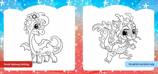 Kolorowanka z tatuażami fluo Smoki