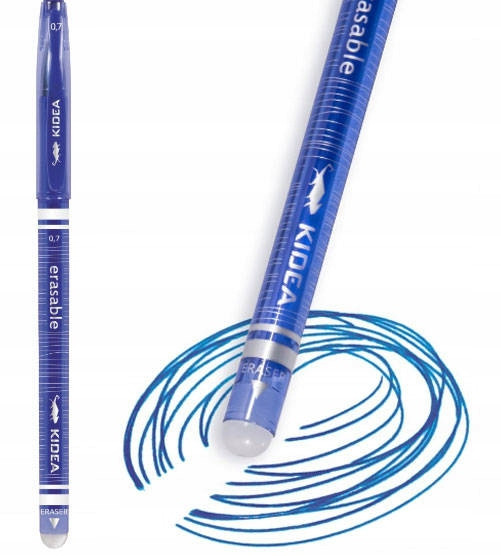 12x Długopis Zmazywalny Niebieski 0,7 mm Wymazywalny Z Gumką Kidea