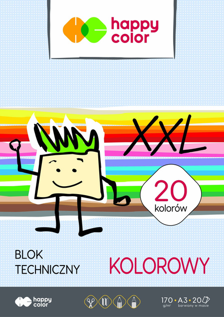 Blok Techniczny KOLOROWY A3 20 Kartek Happy Color