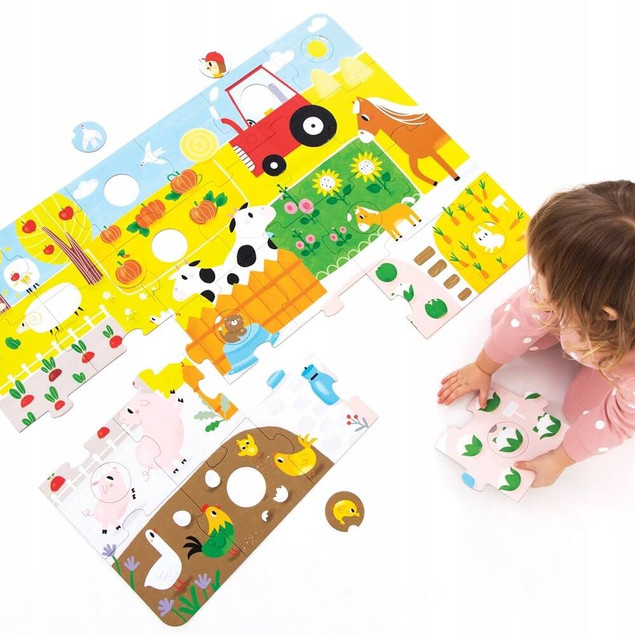 Duże Puzzle z dziurką Wieś CzuCzu 2+ Czu Czu