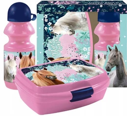 Zestaw ŚNIADANIÓWKA + BIDON 330ml KONIE Koń Dla Dziewczynki Derform