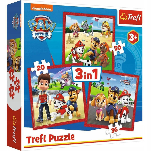 Puzzle 3w1 Wesołe pieski Psi Patrol 34867 Trefl