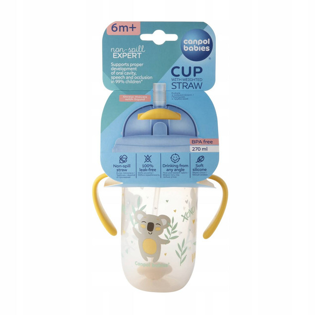 Canpol KUBEK NIEKAPEK Bidon z Obciążoną SŁOMKĄ 270 ml EXOTIC ANIMALS