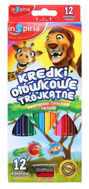 KREDKI OŁÓWKOWE TRÓJKĄTNE 12 KOL INSPIRIA