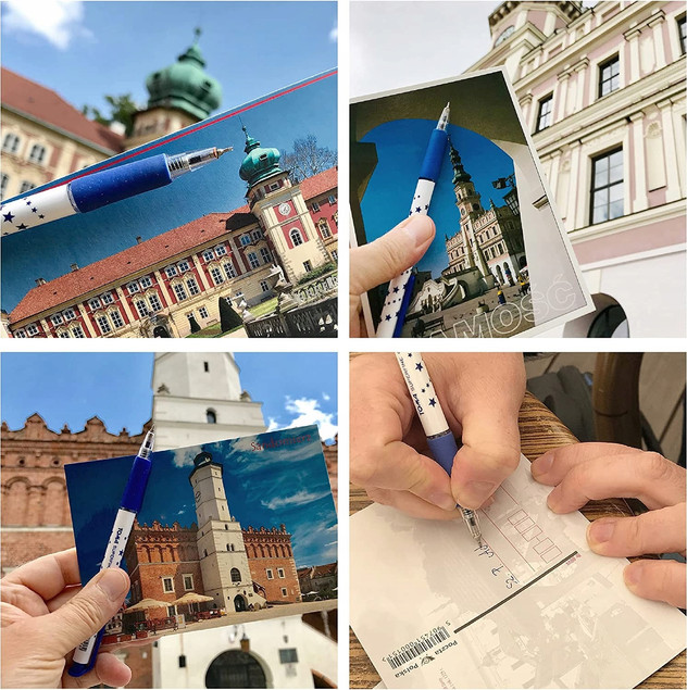 Długopis Biurowy Automatyczny Niebieski Superfine W Gwiazdki 0,5mm TOMA