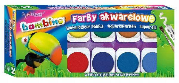 Farby Akwarelowe 24 Kolory Intensywne Bambino