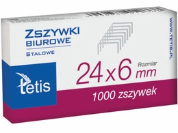 Zszywki Do Zszywacza Biurowego STALOWE 24/6 1000szt. Tetis