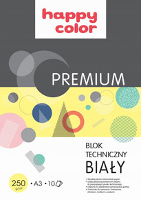 Blok Techniczny BIAŁY A3 10 Kartek Premium Happy Color
