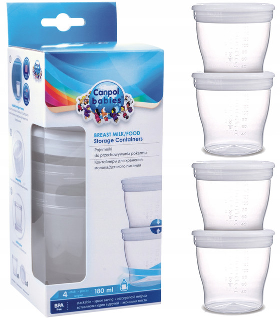 Canpol babies pojemniki do przechowywania pokarmu 4szt 180ml