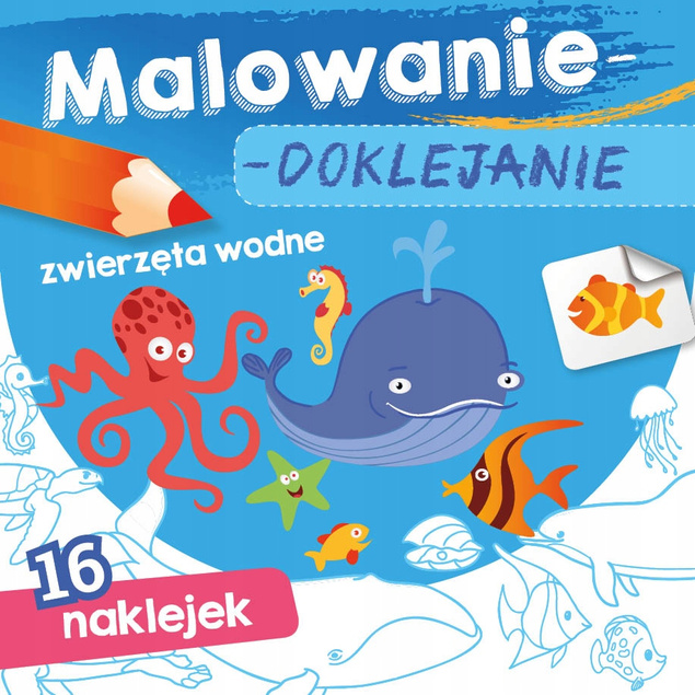 Malowanie Doklejanie Zwierzęta Wodne 16 Naklejek 3+ Skrzat