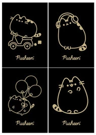 4 X ZESZYT A5, 60 KARTEK, KRATKA Z MARGINESEM, PUSHEEN BLACK, KOTEK KOT