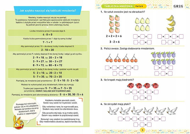 Karty pracy w szkole i w domu. Tabliczka mnożenia
