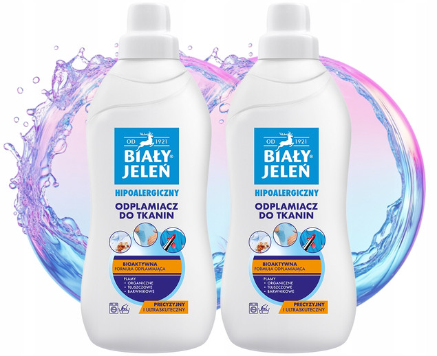 Odplamiacz do prań, hipoalergiczny 2x1 L | Biały Jeleń