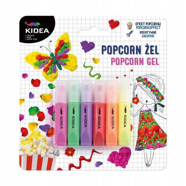 Magiczny Żel POPCORN Pęcznieje 6 Kolorów Zestaw Kreatywny 3+ Kidea