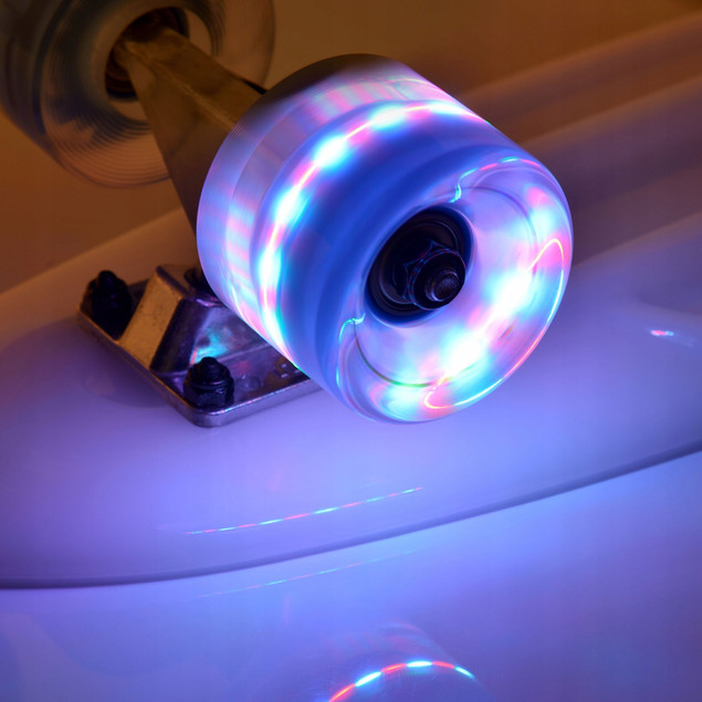 METEOR Deskorolka Fiszka Deska Plastikowa 23897 BIAŁA 56x14,6 cm ABEC 5 LED
