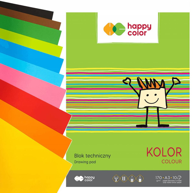 Blok techniczny kolor A3/10K 170g HAPPY COLOR
