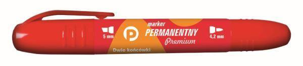 Marker dwustronny perm.czerwony okr/ść. TETIS, cena za 1szt.