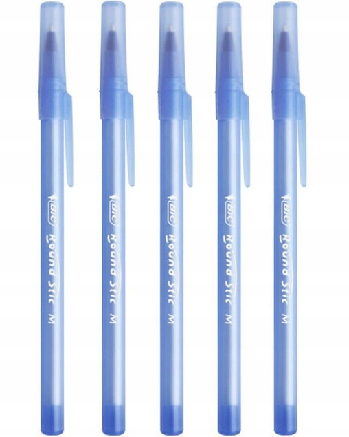 BIC Długopis Round Stick Szkolny Biurowy 1,0 mm NIEBIESKI x5