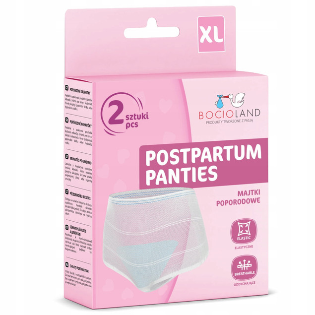 BOCIOLAND Wielorazowe MAJTKI POPORODOWE Siateczkowe Rozmiar XL 2szt. BL028