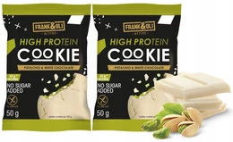 FRANK&OLI Ciastko Proteinowe PISTACJA BIAŁA CZEKOLADA Miękkie 50g x2