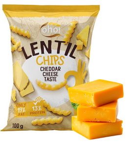 CHIPSY Chrupki z Czerwonej Soczewicy o Smaku SERA CHEDDAR 100g Oho!