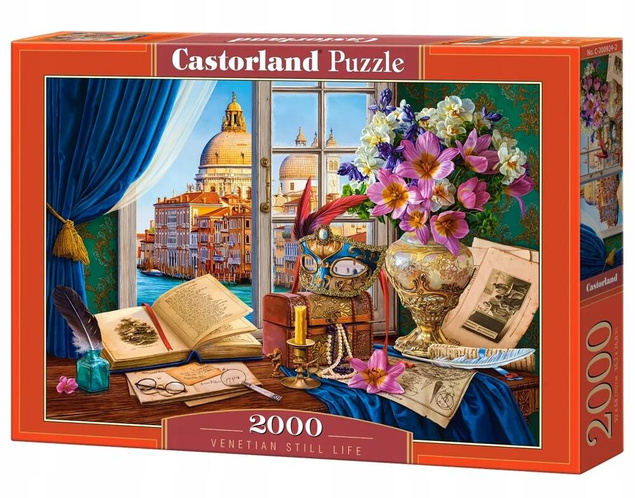 Puzzle 2000 Układanka Wenecka MARTWA NATURA Widok Okno 9+ Castorland