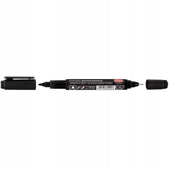 Dwustronny marker permanentny, foliopis, czarny | Toma