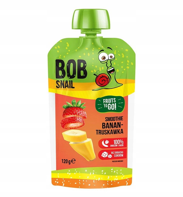BOB SNAIL Smoothie BANAN TRUSKAWKA Bez Dodatku Cukru Mus 120g
