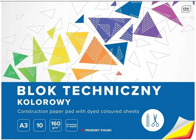 Blok techniczny kolorowy A3 10k INTERDRUK 