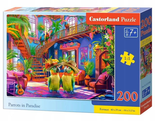 Puzzle 100 Układanka PAPUGI Ptaki Raj Kwiaty Kolor NATURA 7+ Castorland