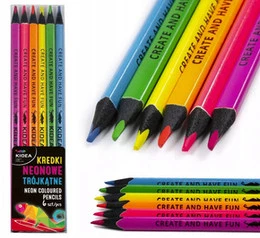 Kredki Trójkątne NEONOWE 6 Kolorów Kidea