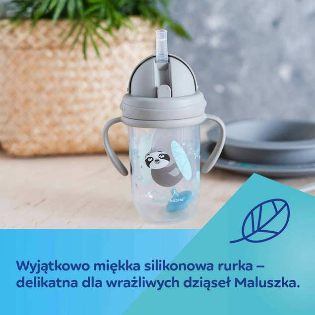 Canpol KUBEK NIEKAPEK Bidon z Obciążoną SŁOMKĄ 270 ml EXOTIC ANIMALS
