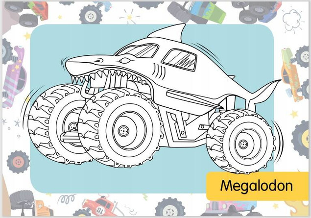 Kolorowanka z tatuażami. Monster trucki