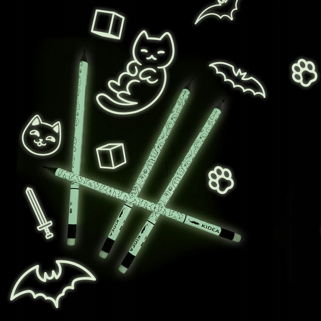 Ołówek z Gumką ŚWIECĄCY W CIEMNOŚCI HB Kidea x6