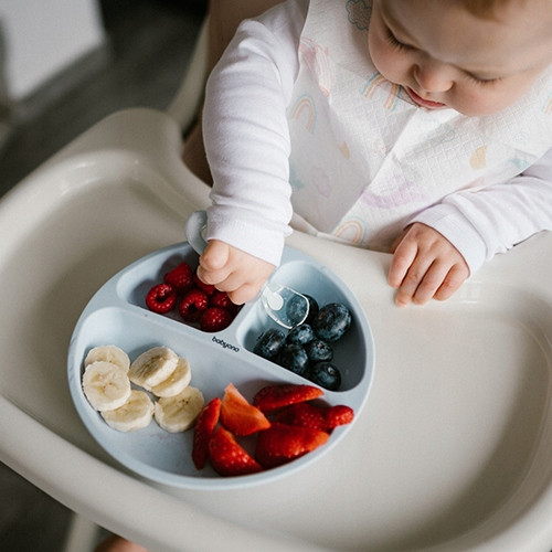 BABYONO Silikonowy Talerzyk z Przyssawką NIEBIESKI Dla Dzieci 1482/01