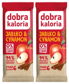 2x DOBRA KALORIA Zdrowy Baton Jabłko Cynamon 94% Owoców i Orzechów Błonnik