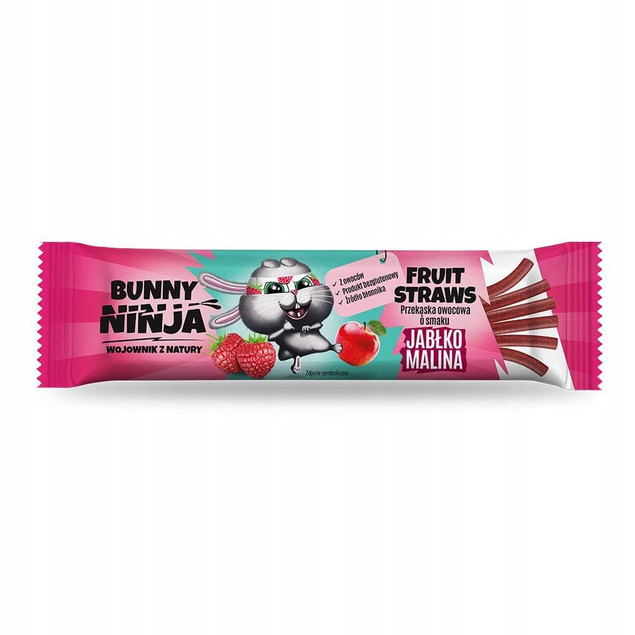 BUNNY NINJA Przekąska owocowa 3 x FRUIT STRAWS jabłko malina 3x16g