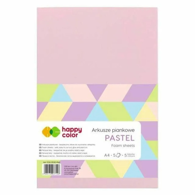 Arkusze Piankowe A4 5 Kolorów PASTEL Pastelowe Happy Color