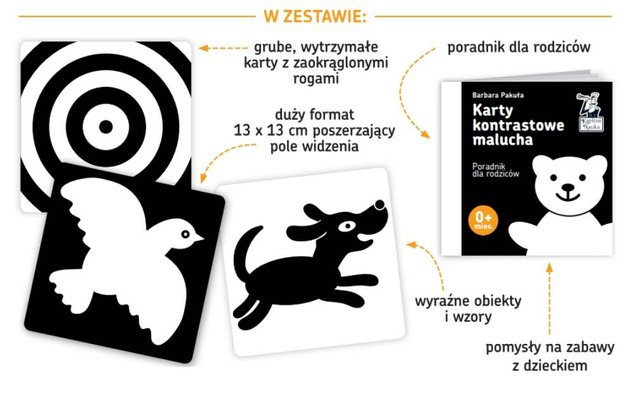 Karty Kontrastowe Malucha Stymulujące Wzrok 0M+ Kapitan Nauka