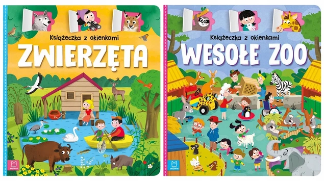 PAKIET Książeczka Z Okienkami ZWIERZĘTA + WESOŁE ZOO 0+ Aksjomat