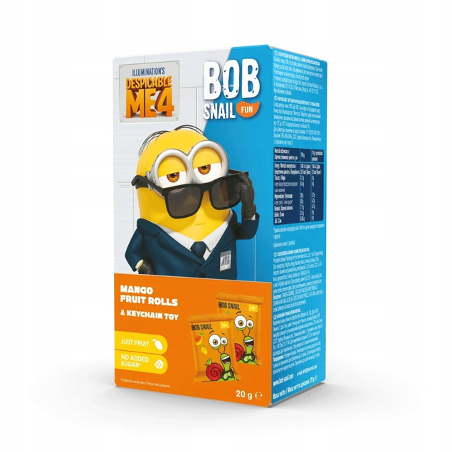 Przekąska Owocowa MANGO 20 g + Zabawka MINIONKI Bez Cukru BOB SNAIL