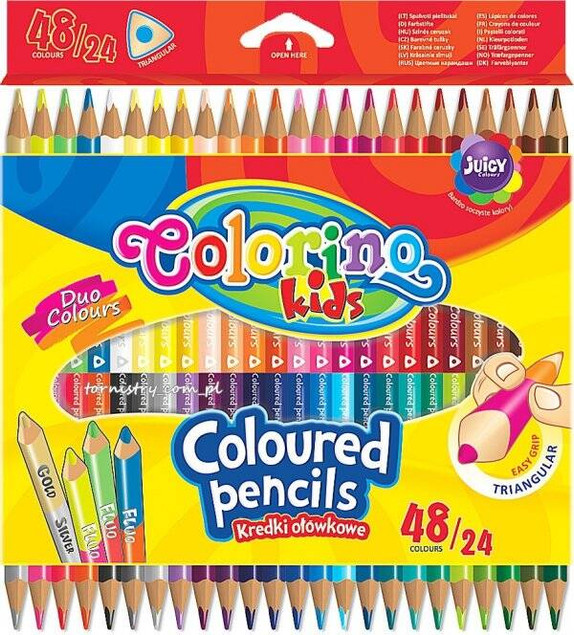 KREDKI SZKOLNE dwustronne 24 / 48 kolorów COLORINO