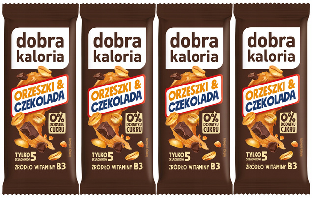 4x Zdrowy Fit Baton CZEKOLADA Orzeszki Bez Cukru Dobra Kaloria