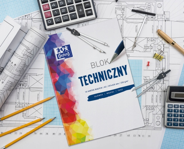 OXFORD Blok Techniczny A4 BIAŁY 10 Kartek 250g