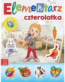 Elementarz 4-Latka Świat Przedszkolaka Nauka Zabawa + Naklejki 4+ Aksjomat