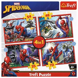 Trefl Puzzle 4w1 Bohaterski Spider-Man 34384 